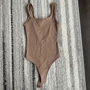 Taupe ribbed A&F tank top bodysuit